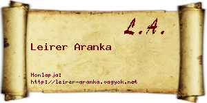 Leirer Aranka névjegykártya